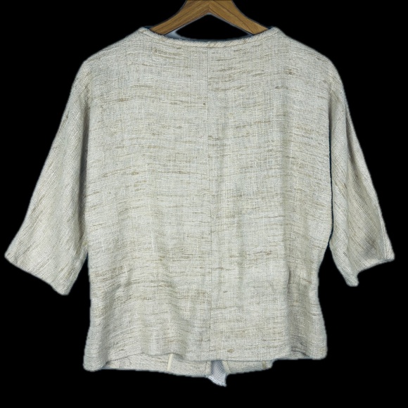 TRINA TURK 100% Raw Silk Kimono Cropped Jacket Sz 6 Drawstring Waist Minimalist - Picture 3 of 12